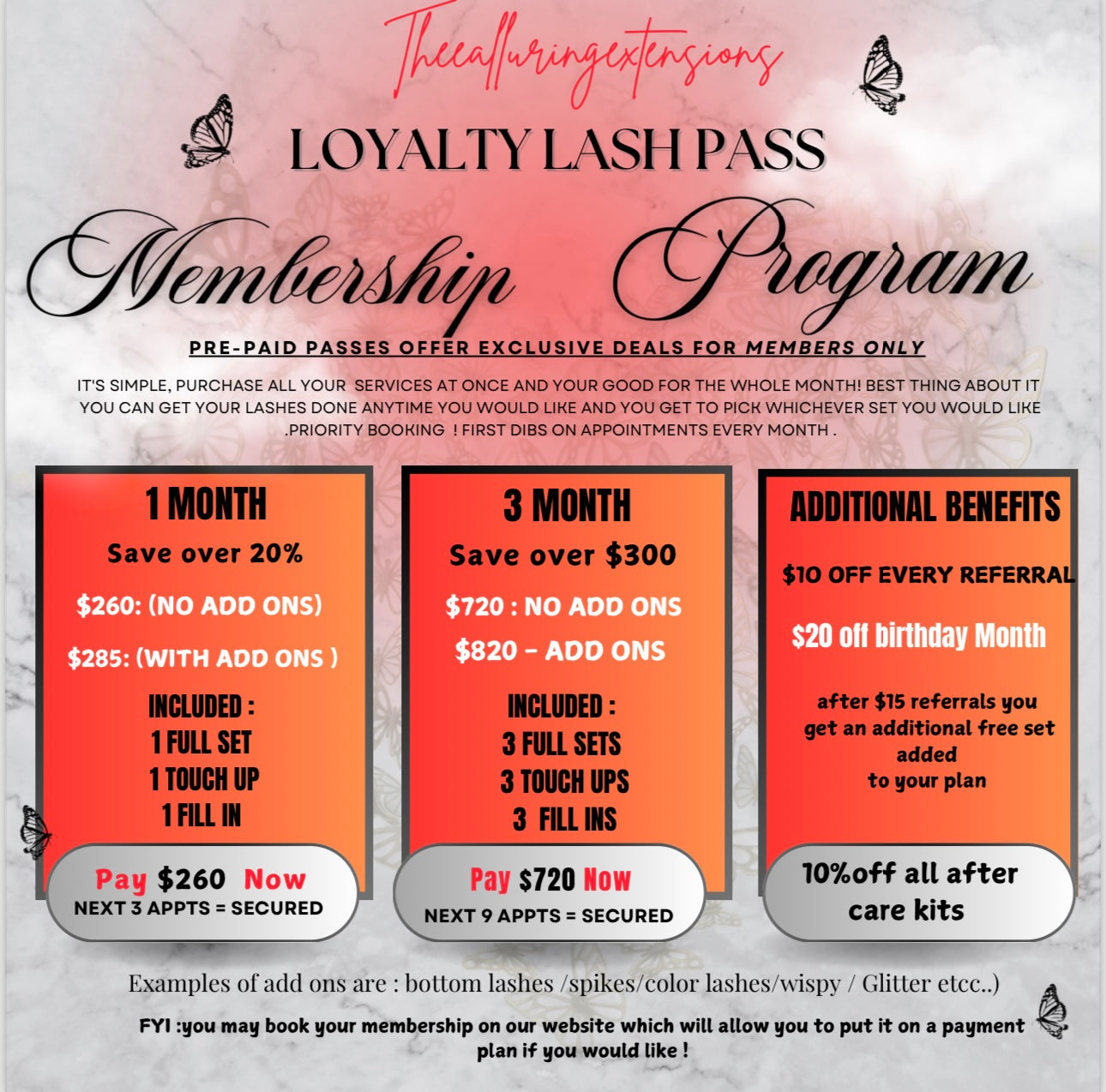 1 MONTH LASH MEMBERSHIPS